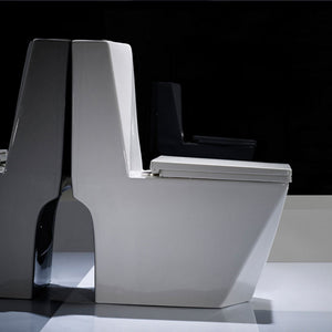 Modern White Porcelain Toilet – Comfort Height Dual Flush Floor Mounted Bathroom WC