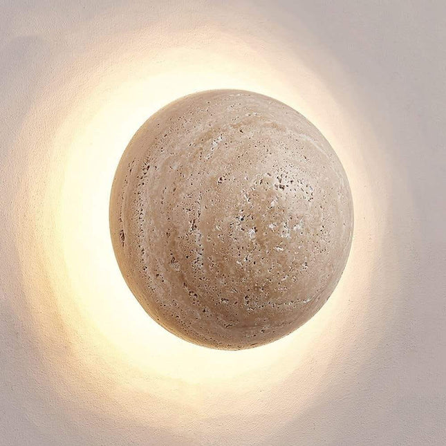 Travertine Round Wall Lamp Nordic Decor Bedroom Bedside Japanese Restaurant Staircase Wall Ambient Light