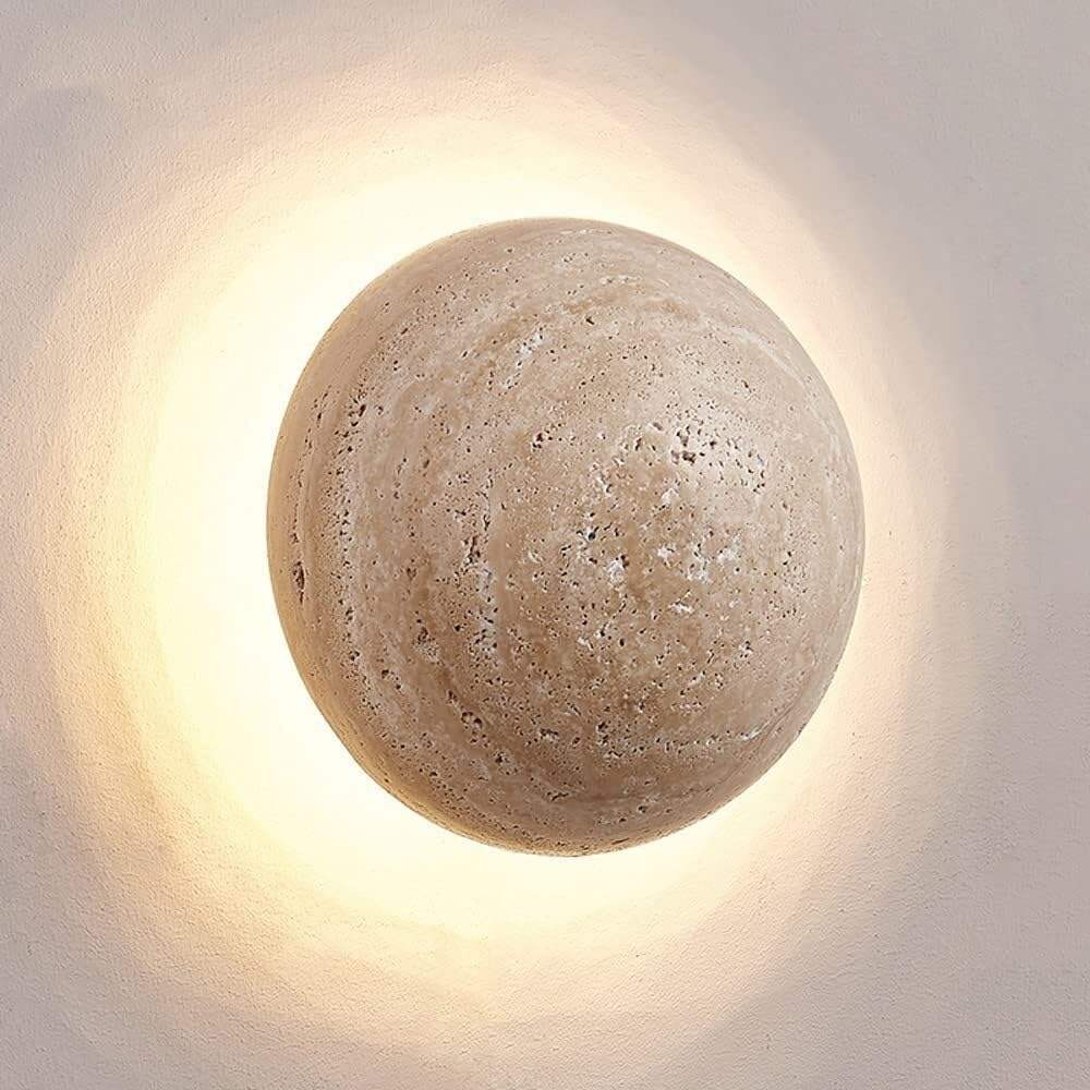 Travertine Round Wall Lamp Nordic Decor Bedroom Bedside Japanese Restaurant Staircase Wall Ambient Light