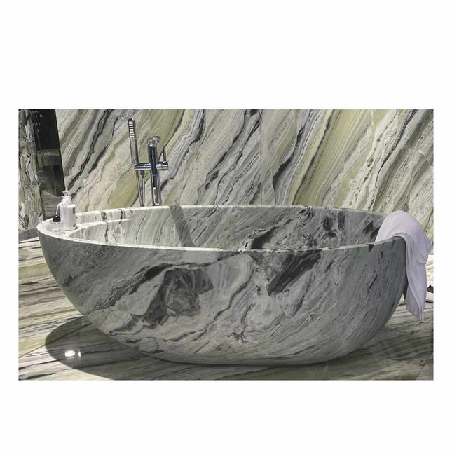 Real Green Marble Bathtub – Luxury Freestanding Stone Soaking Tub