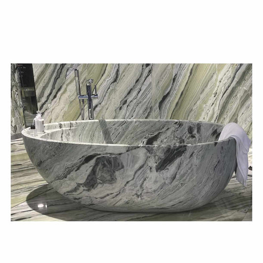 Real Green Marble Bathtub – Luxury Freestanding Stone Soaking Tub