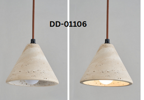 Nordic Modern Luxury Travertine Pendant Light Minimalist White LED Hanging Light