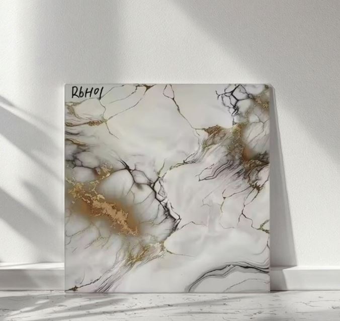 600x600mm Foshan Polished Marble Tile Glazed Porcelain Floor Tile Anti-Slip Marble Look Porcelain Electroplated Tiles