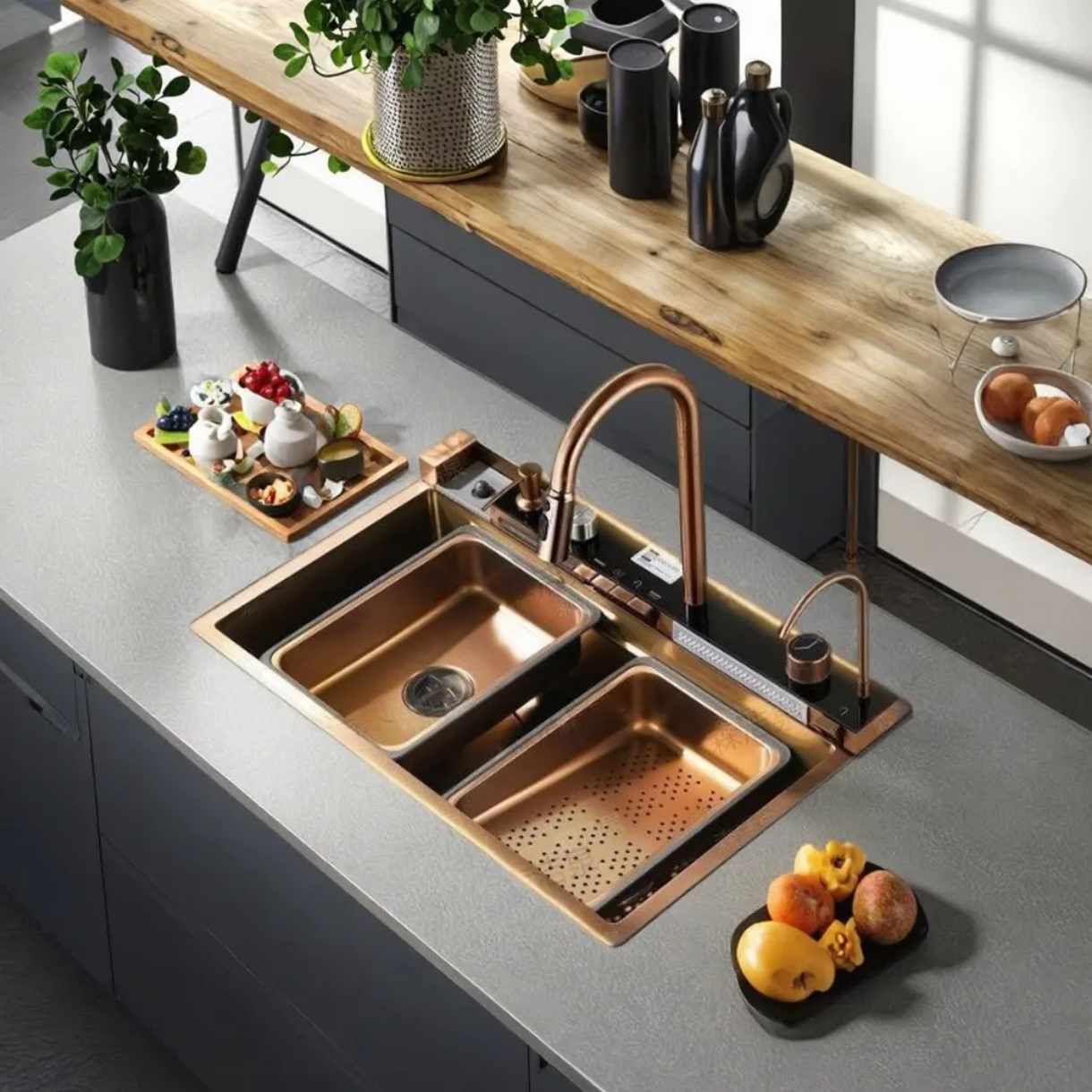 Rose Gold Single Bowl 304 Stainless Steel Kitchen