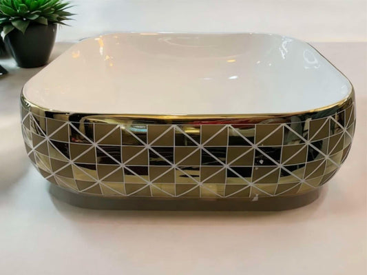 Tabletop ceramic basin sink for bathroom Countertop electroplated porcelain sink lavabo de bano table top sink wash basin countertop vessel above the counter basin modern countertop basin for bathroom accessories luxury italian design gold black electroplated blue pearl sink stone and marble sink basin