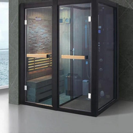 Sauna infrarouge de luxe en bois de pruche avec hammam (PRÉCOMMANDE) 