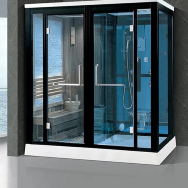 Cabine combinée sauna vapeur traditionnel en pierre de culture pour 2 personnes avec douche (PRÉCOMMANDE) 