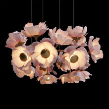 Загрузить изображение в средство просмотра галереи, Graceful Flower Chandeliers French Style Pendant Light Pink Peony Flower String
