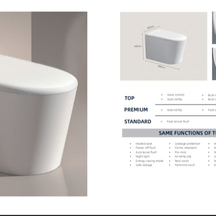 White toilet bowl with control panel on a gray background