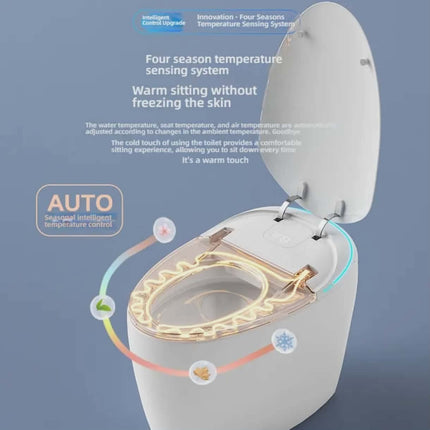 Toilet seat with temperature sensing system on a blue background