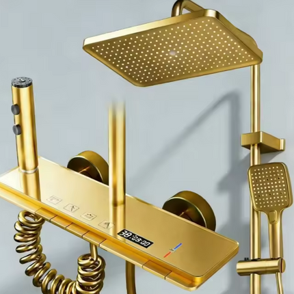 Aluminum Gold Shower Thermostatic Simple Airbnb Wall Shower Slim