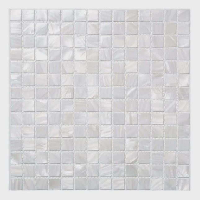 Square tile mosaic pattern on a white background