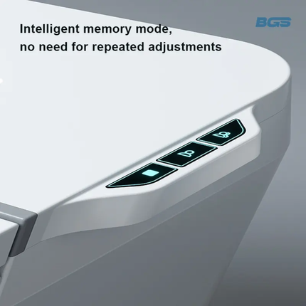 BGS product with control panel and text about intelligent memory mode on a gray background