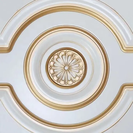 Decorative ceiling medallion with gold and white design