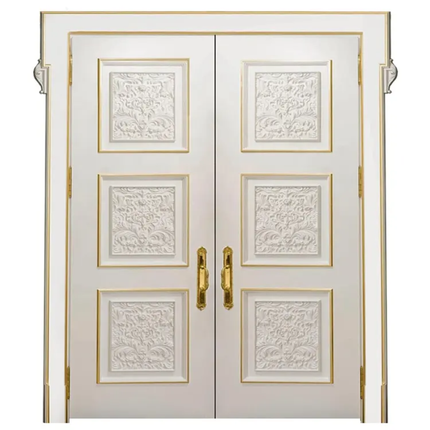 White double doors with gold accents on a white background