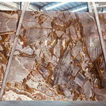 Polished Glazed Translucent Natural Pandora Marble Slab for Backlit Background Wall Kitchen Countertop Staircase Floor Table Top