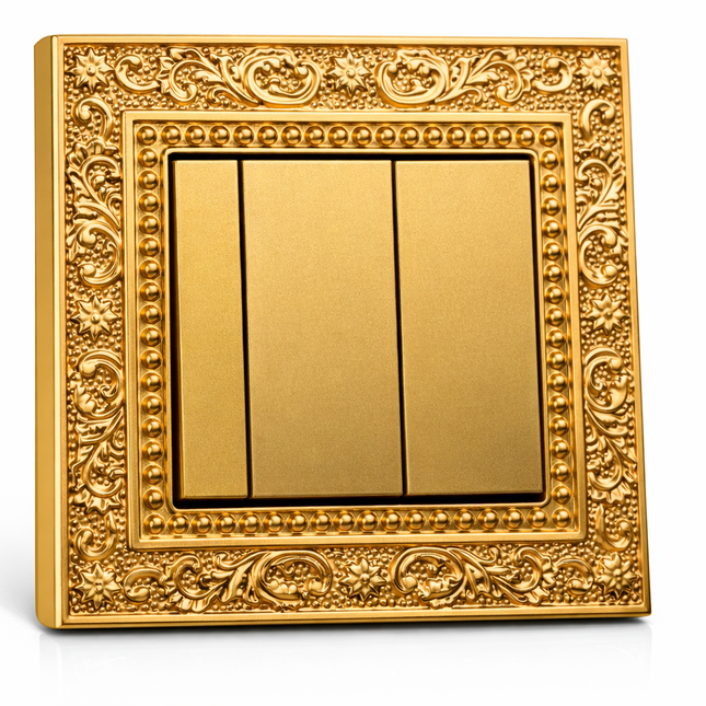 3gang 3Way Gold Copper Brass Luxury Switch Universal With Utility Box Included