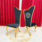 Dining Chair Black Gold Medusa Stainlesss steel Electroplated Leather