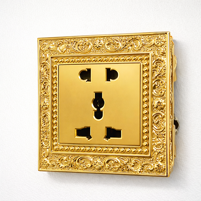 Luxury H65 Brass Copper Handcraft Socket Universal UK Standard Built in Box Included