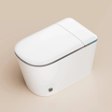 White toilet cistern on a beige background