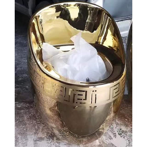 Electroplated Pure Gold Versace Egg Type Toilet Single Flush Lever