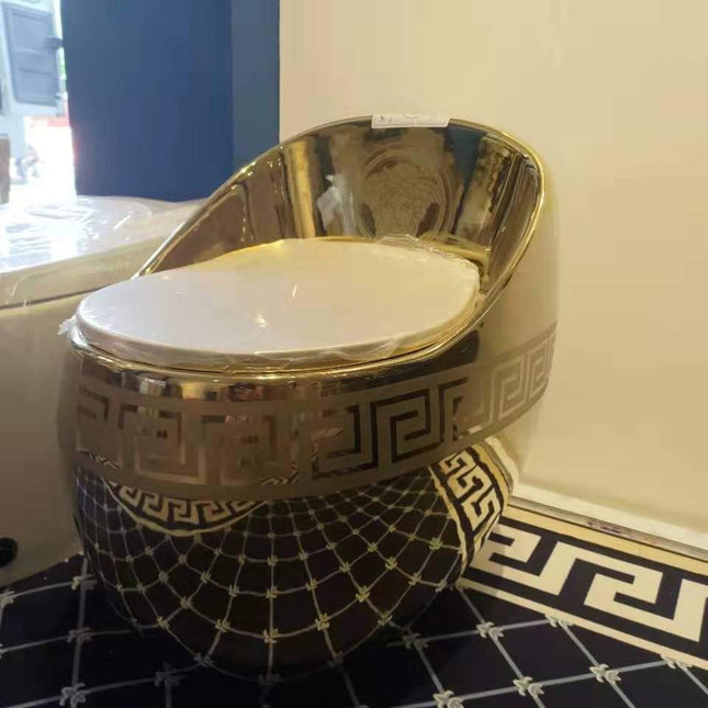 Luxuriöses, modernes Eier-WC, galvanisiert, inspiriert von Versace