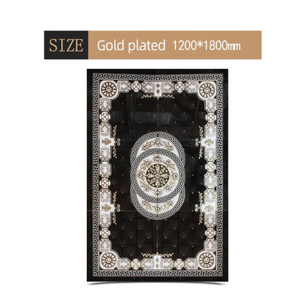 1200×1800 luxury ceramic tiles, black red tones with gold and silver plating, 6-in-1 carpet puzzle design for living room floor