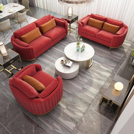 Luxury Living Room Furniture Home Lounge Italian Modern Fabric Velvet Sofa Set Furniture Metal Frame Couch for Villa