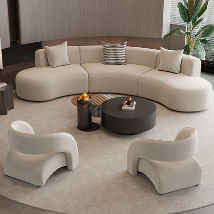 Modern Arc White Hotel Lobby Sofa Set with Fabric and Wood Frame for Commercial Reception and Office Use