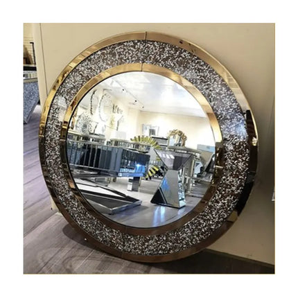 Minimalist Style round Wood Hanging Cosmetic Mirror Simple Modern Design for Living Room Decor