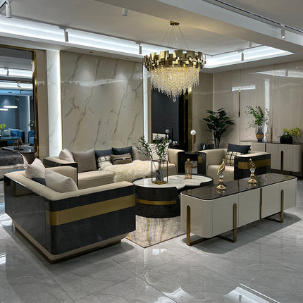Modern Italian Designer Leather Fabric Modular Sectional Sofa Set Luxury Living Room Villa Home Apartment Hotel