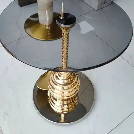 Crystal Glass Side Table Metal Stainless Steel Frame Table