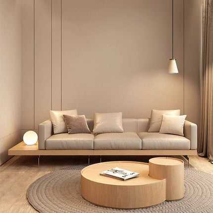 Log Style Wabi-sabi Style Japanese Custom Solid Wood Pallet Corner Chaise Longue Leather Leisure Hotel Library Sofa