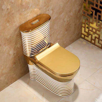 Luxury Sanitary Ware Golden Color Toilet Bowl Wc Ceramic One Piece Toilet Set With Pedestal Basin for Bathroom