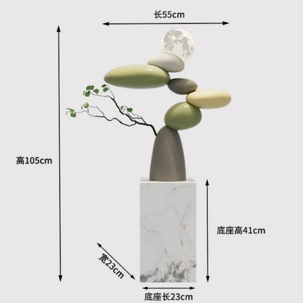 Light Luxury Stone Floor Decoration with LED Night Light | Modern Living Room TV Cabinet and Sofa Side Decorative Accent Lighting