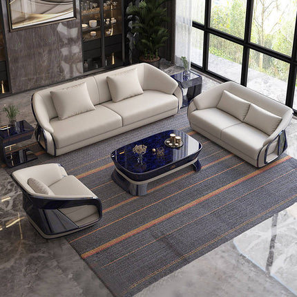 Genuine Leather Convertible Sofa Set with Sponge Filling Luxury Modern High-End Living Room Furniture