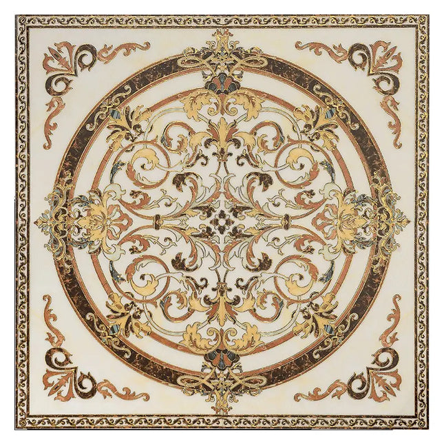 Luxury gold plated carpet tiles for villa hotel golden circle for hall entry and living room puzzle floor tiles polished crystal