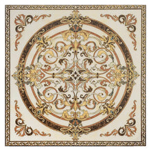 Cargar imagen en el visor de la galería, Luxury gold plated carpet tiles for villa hotel golden circle for hall entry and living room puzzle floor tiles polished crystal
