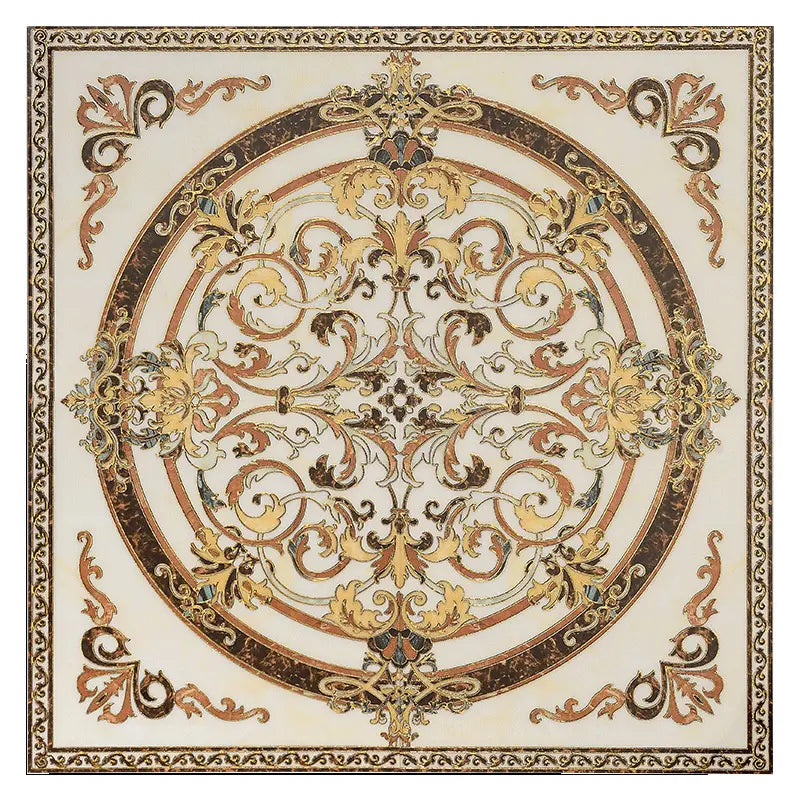 Luxury gold plated carpet tiles for villa hotel golden circle for hall entry and living room puzzle floor tiles polished crystal