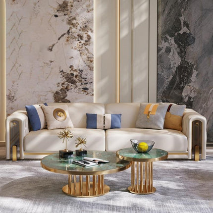 Contemporary High Quality Shiny Gold Stainless Steel Legs Grey Velvet Light Luxury Sectional Sofas Hotel Apartment Mall