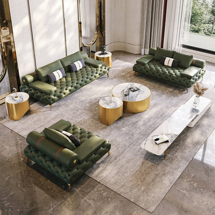 Luxury High-end Leather Chesterfield Sofa Set for Living Room Furniture