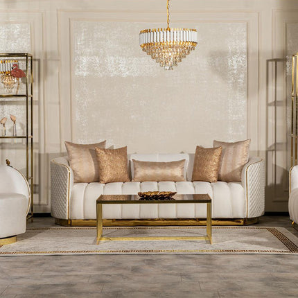 Luxury European Style Three-Seater Velvet Sofa Set Design for Living Room Home Furniture Hit