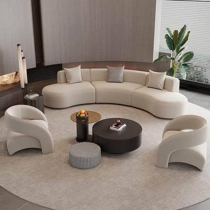 Modern Arc White Hotel Lobby Sofa Set with Fabric and Wood Frame for Commercial Reception and Office Use