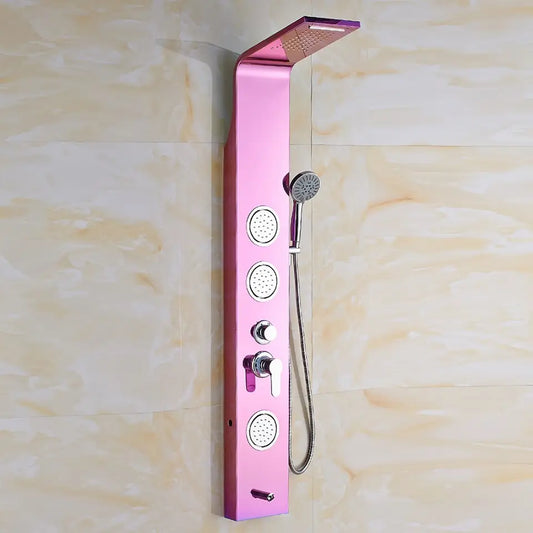 Stainless Steel Pink Shower Panel with Shower System