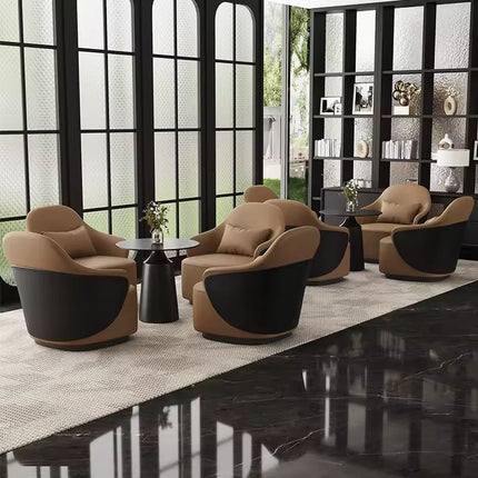 Fashionable Waiting Chair with Plush Upholstery Sturdy Wood Structure for Restaurant Waiting Area