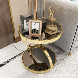 Stainless Steel Tempered Glass Top Tea Side Table