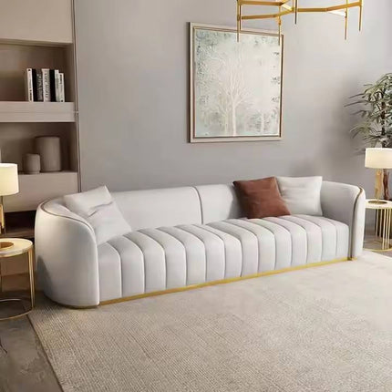 Modern Luxury Stainless Steel Chesterfield 3 Seat Sectional Sofa Set Pink White Curved Wedding Sofa for Living Room Made Fabric