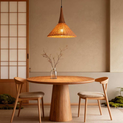 Wabi-sabi Style Rattan Chandelier Modern Restaurant Kitchen bar Decoration Island Living Room Bedroom Hanging LED Pendant Lamp