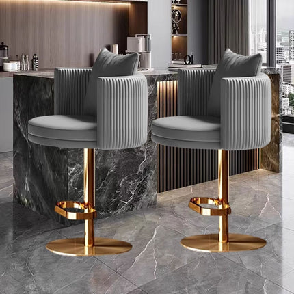 Luxury Bar Stool - Height-Adjustable High Chair with Swivel Function, Genuine Leather Upholstery for Kitchen Island and Home Bar
