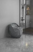 Lade das Bild in den Galerie-Viewer, Bathroom toilet one piece wc toilet flush ceramic bathroom grey color egg shape
